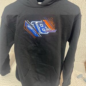 Jerzees Black Hoodie with Blue and Orange Graphic